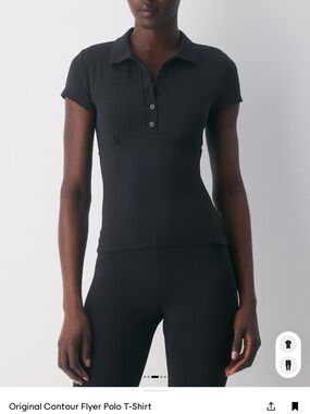Aritzia Black Short-Sleeve Contour Polo